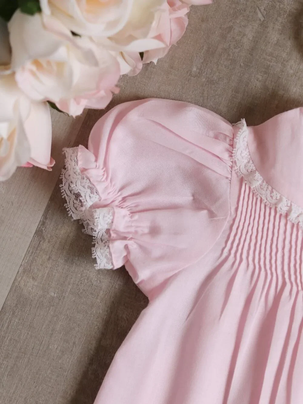 Pink Heirloom Slip Dress Vintage Feltman Friedknit Yoke Pintuck 0-3M Rare Design